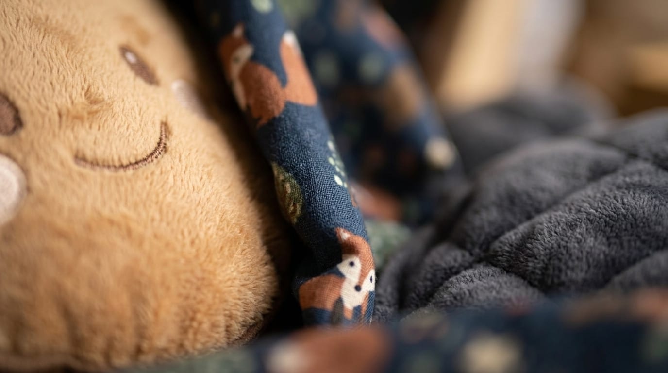 Fox-print canvas against soft bedding